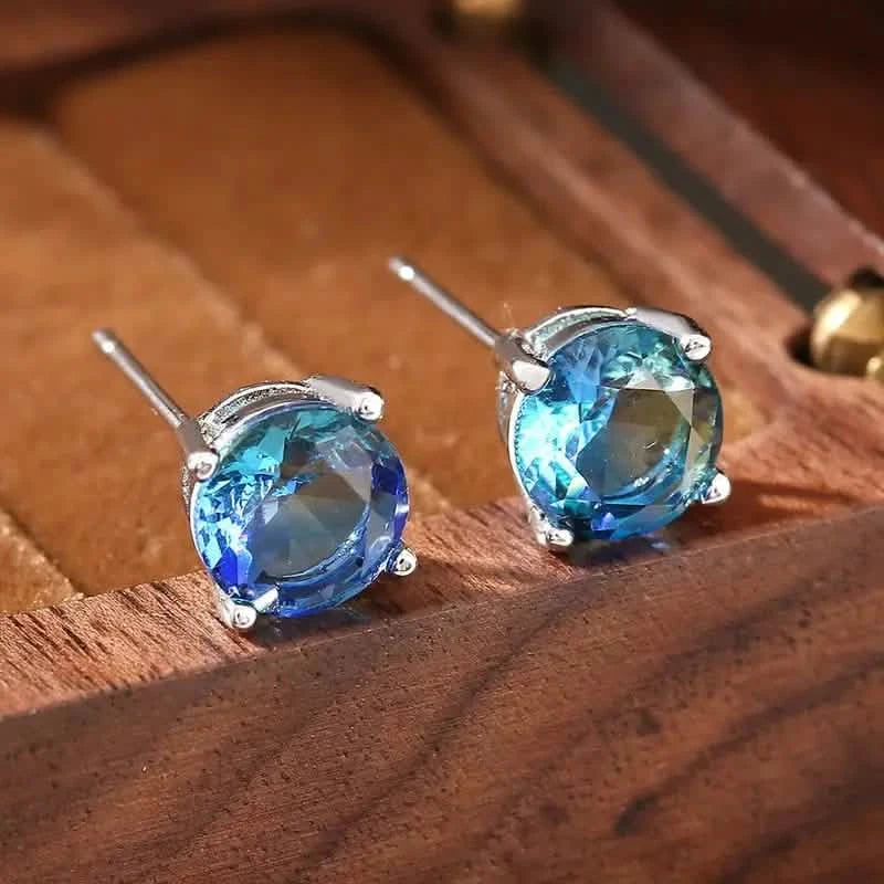 European and American Style Copper Earrings with Blue Zirconium Earrings - DailySale