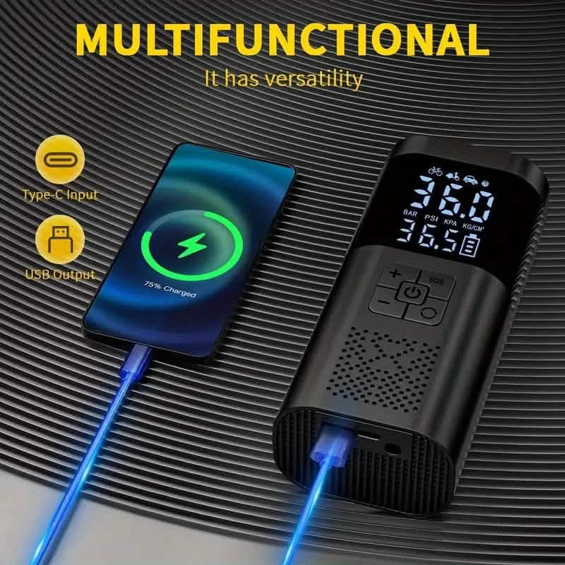 Portable Electric Tire Inflator – 150PSI Air Compressor with Digital Gauge & LED Light