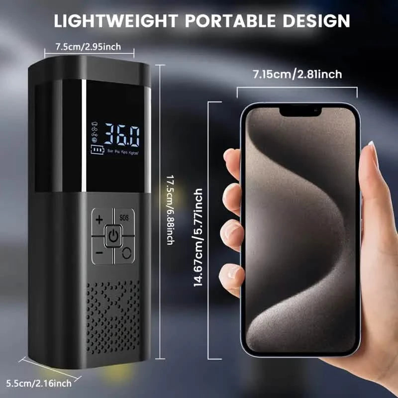 Portable Electric Tire Inflator – 150PSI Air Compressor with Digital Gauge & LED Light