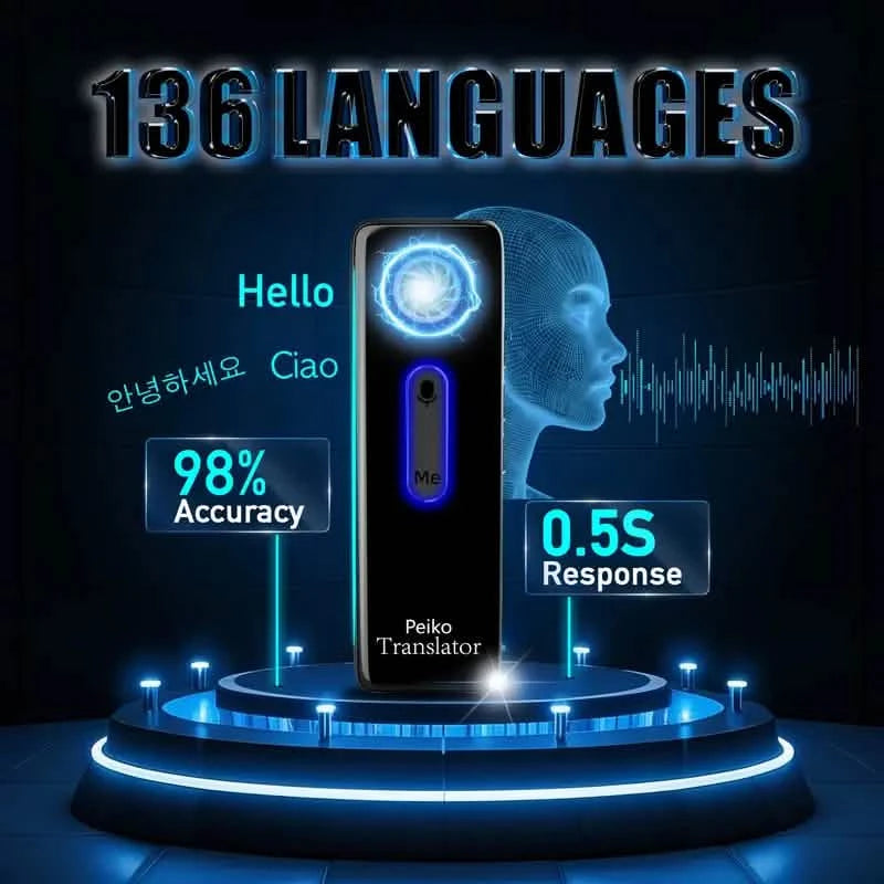 Compact Language Translator – 136 Languages, Two-Way Voice, Portable