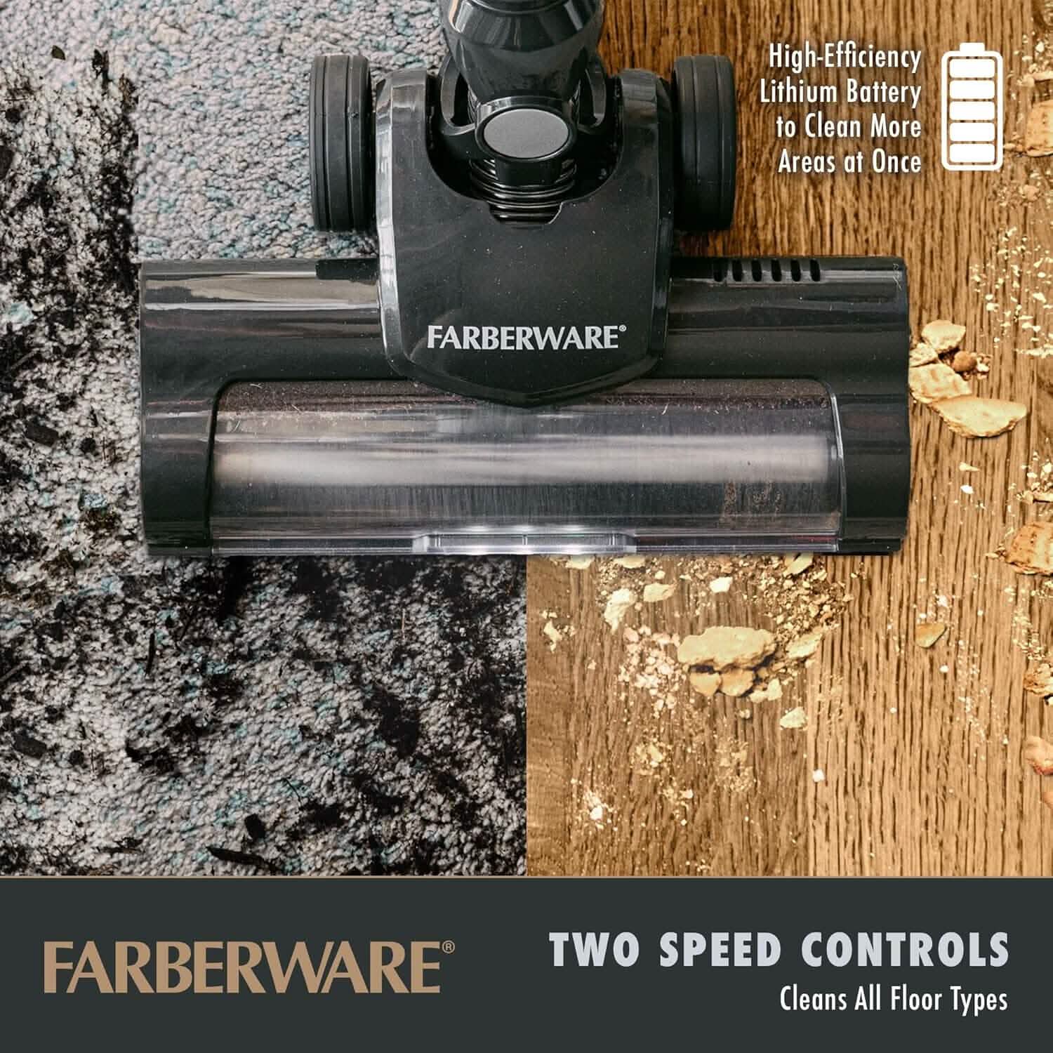 Farberware Cordless Pro Stick Vacuum Cleaner, Powerful Suction with 2 Speeds for Carpet and Hard Floors, Converts to Handheld Vacuum Household Appliances - DailySale