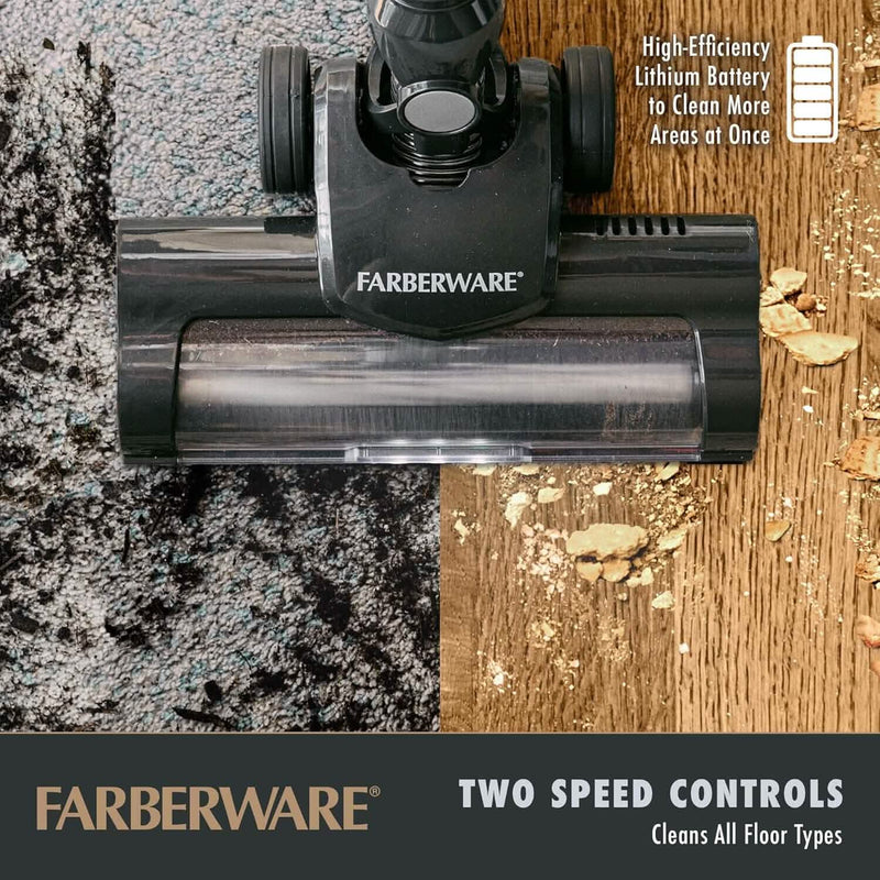 Farberware Cordless Pro Stick Vacuum Cleaner, Powerful Suction with 2 Speeds for Carpet and Hard Floors, Converts to Handheld Vacuum Household Appliances - DailySale