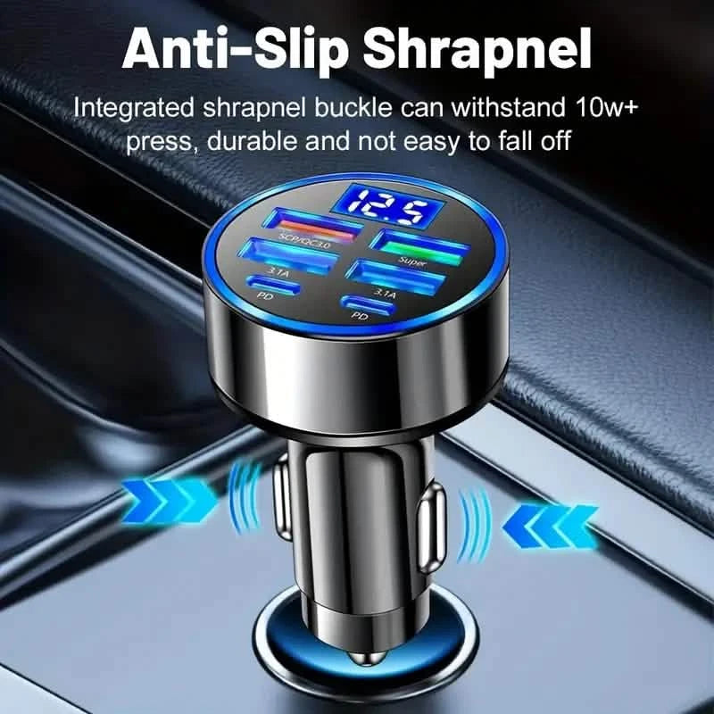 Fast Charging 6 Ports Car Charger Adapter with 4 USB + 2 Type-C 40W QC3.0 Automotive - DailySale