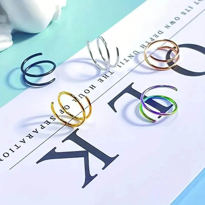 Stainless Steel Double Helix Nose Ring – 14K Gold Plated Hot Style Piercing Jewelry for Women