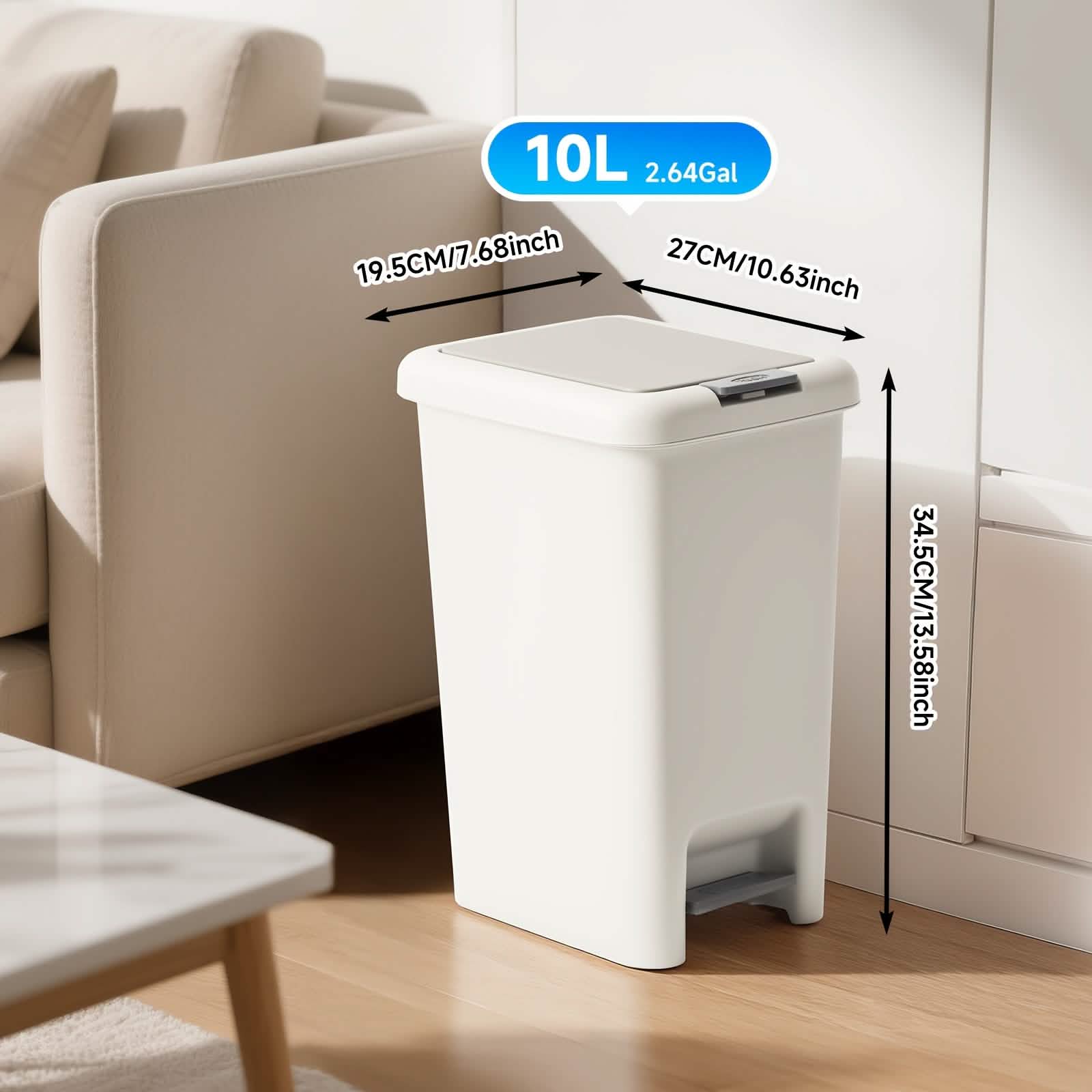 20L Oval Trash Can – Quiet Press-Top Lid with Foot Pedal