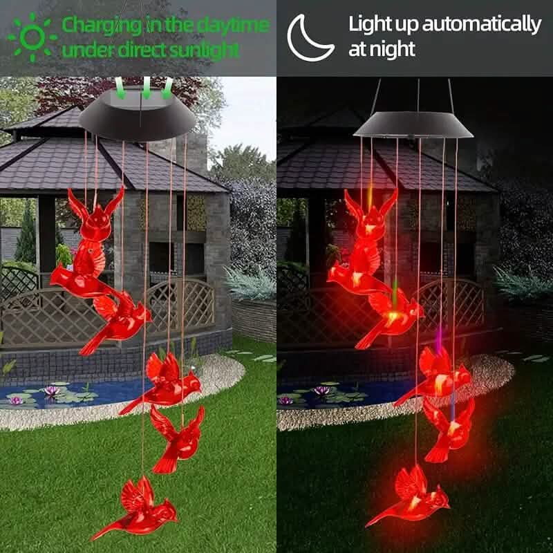 Flaming Bird Wind Chime Solar Lights String & Fairy Lights - DailySale