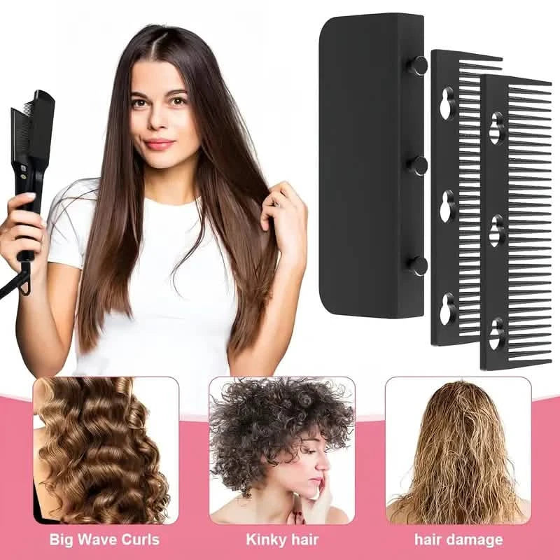 Flat Iron Comb, ABS Plastic Handle Hair Straightener Comb Attachment Beauty & Personal Care Black - DailySale