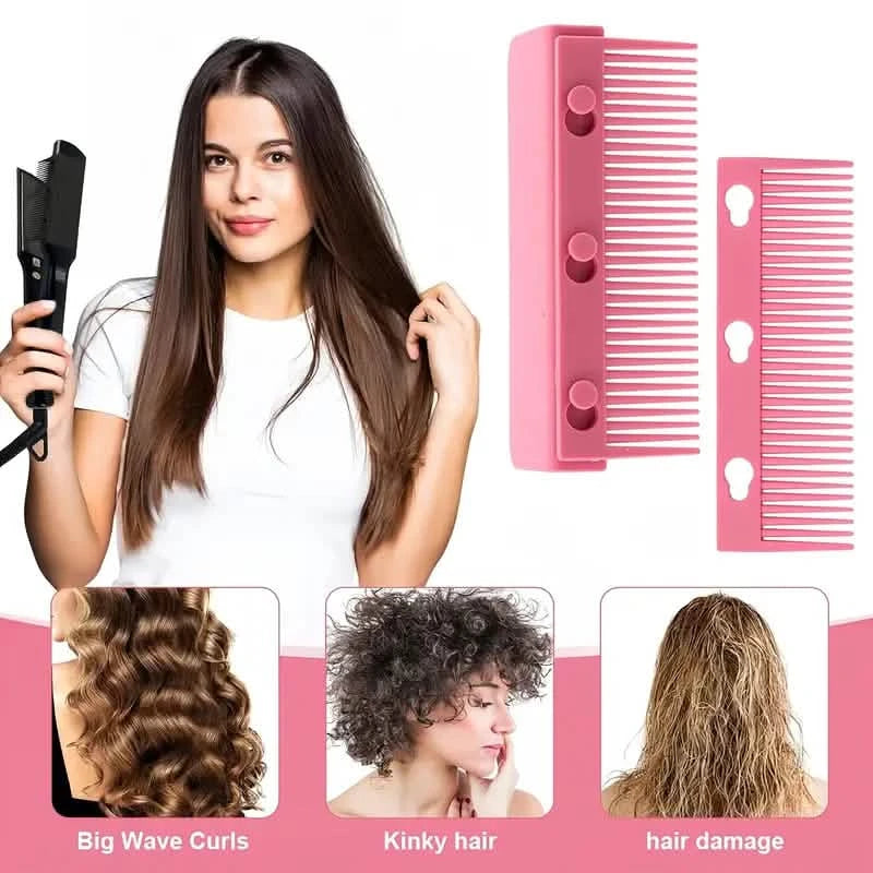 Flat Iron Comb, ABS Plastic Handle Hair Straightener Comb Attachment Beauty & Personal Care Pink - DailySale