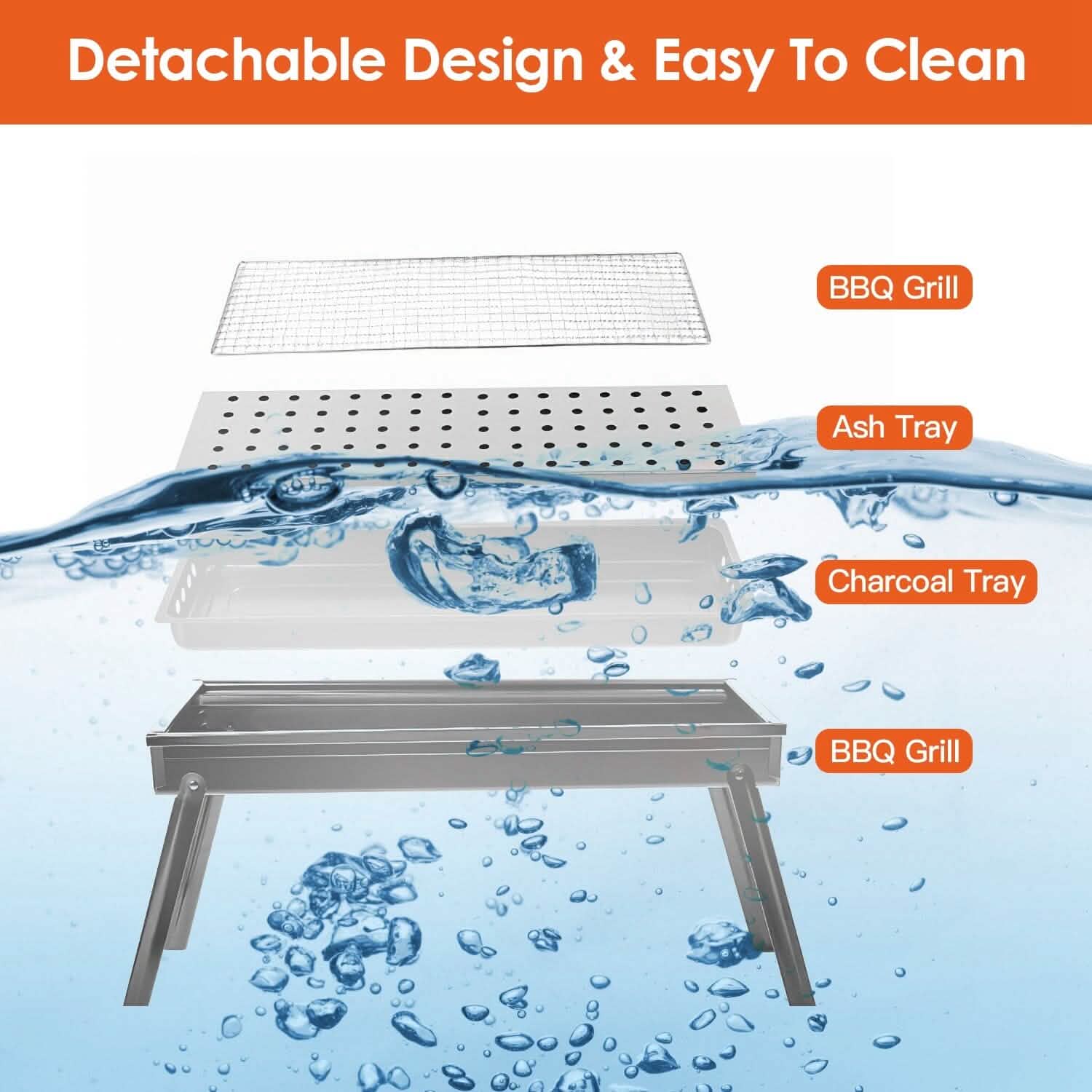 Foldable Charcoal BBQ Grill Stainless Steel Grill Net Kitchen Tools & Gadgets - DailySale