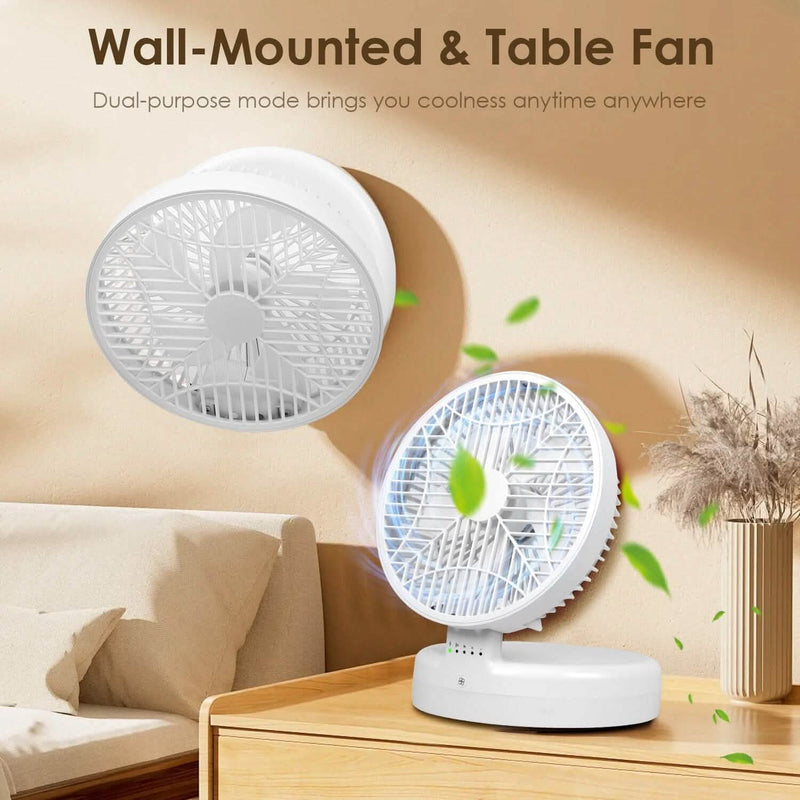 Foldable Desk Fan with 4 Wind Speeds Type-C Rechargeable Wall-Mounted Household Appliances - DailySale