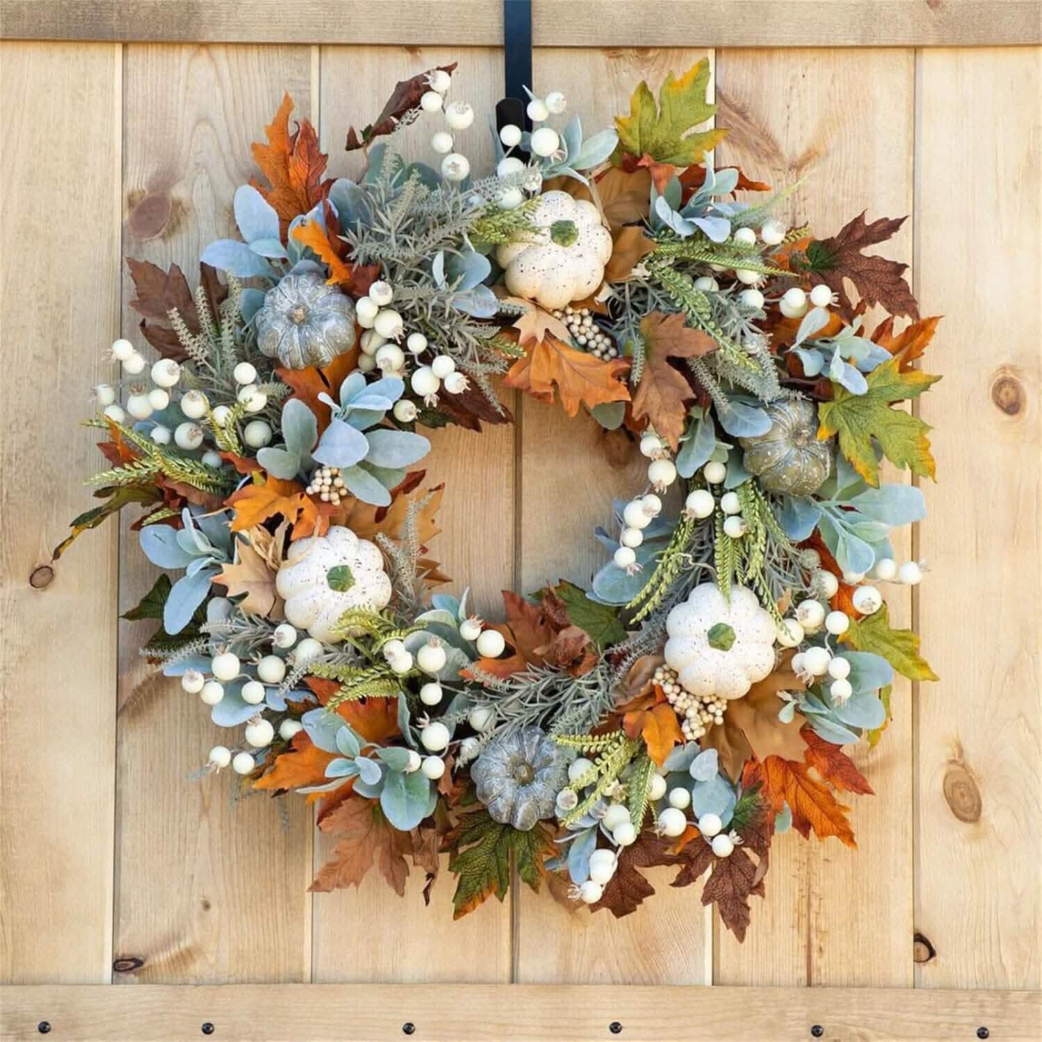 Front Door Autumn Pumpkin Maple Leaves Wreaths Holiday Decor & Apparel - DailySale