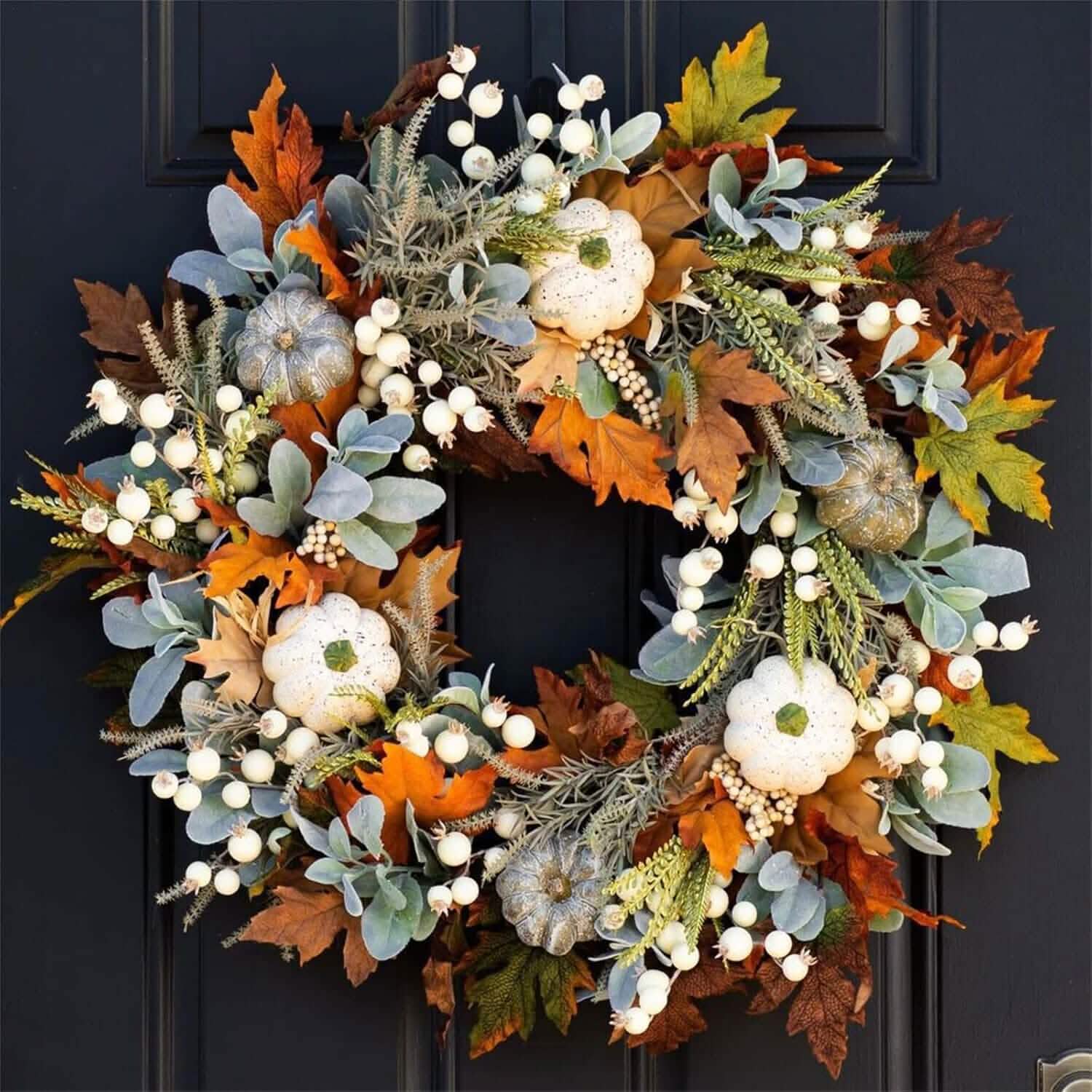 Front Door Autumn Pumpkin Maple Leaves Wreaths Holiday Decor & Apparel - DailySale