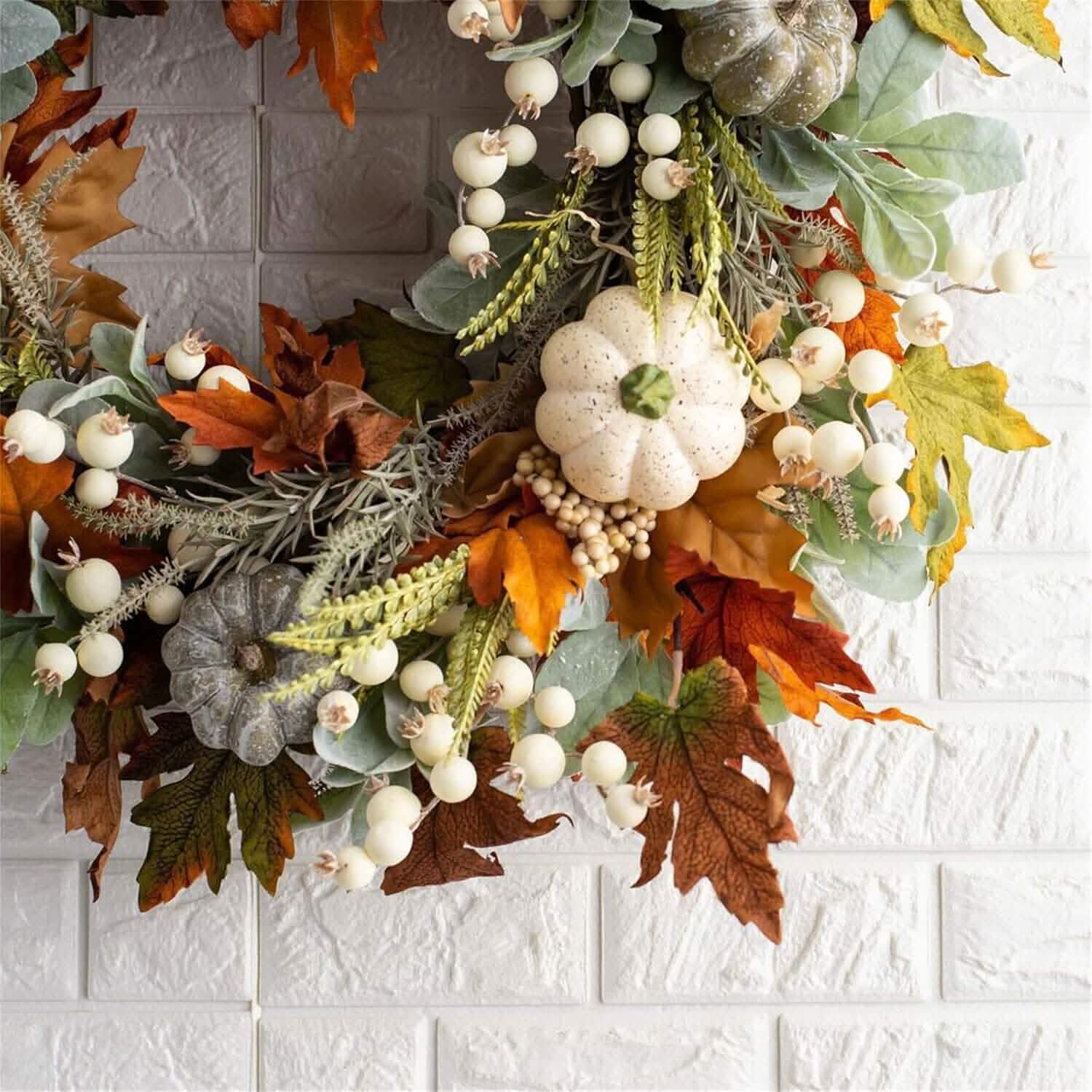 Front Door Autumn Pumpkin Maple Leaves Wreaths Holiday Decor & Apparel - DailySale