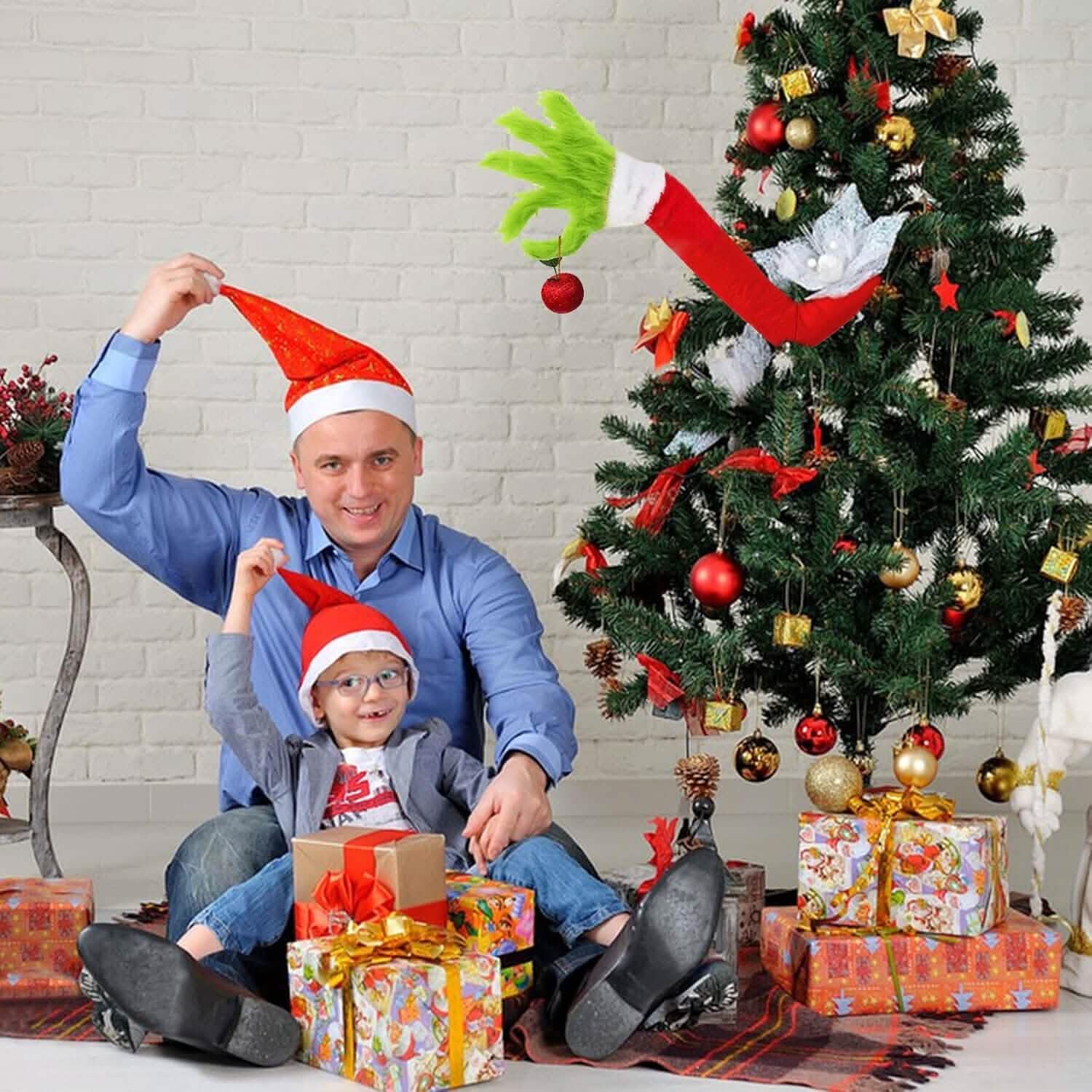 Furry Green Monster Elf Arms Hand for Christmas Tree Ornaments Holiday Decor & Apparel - DailySale