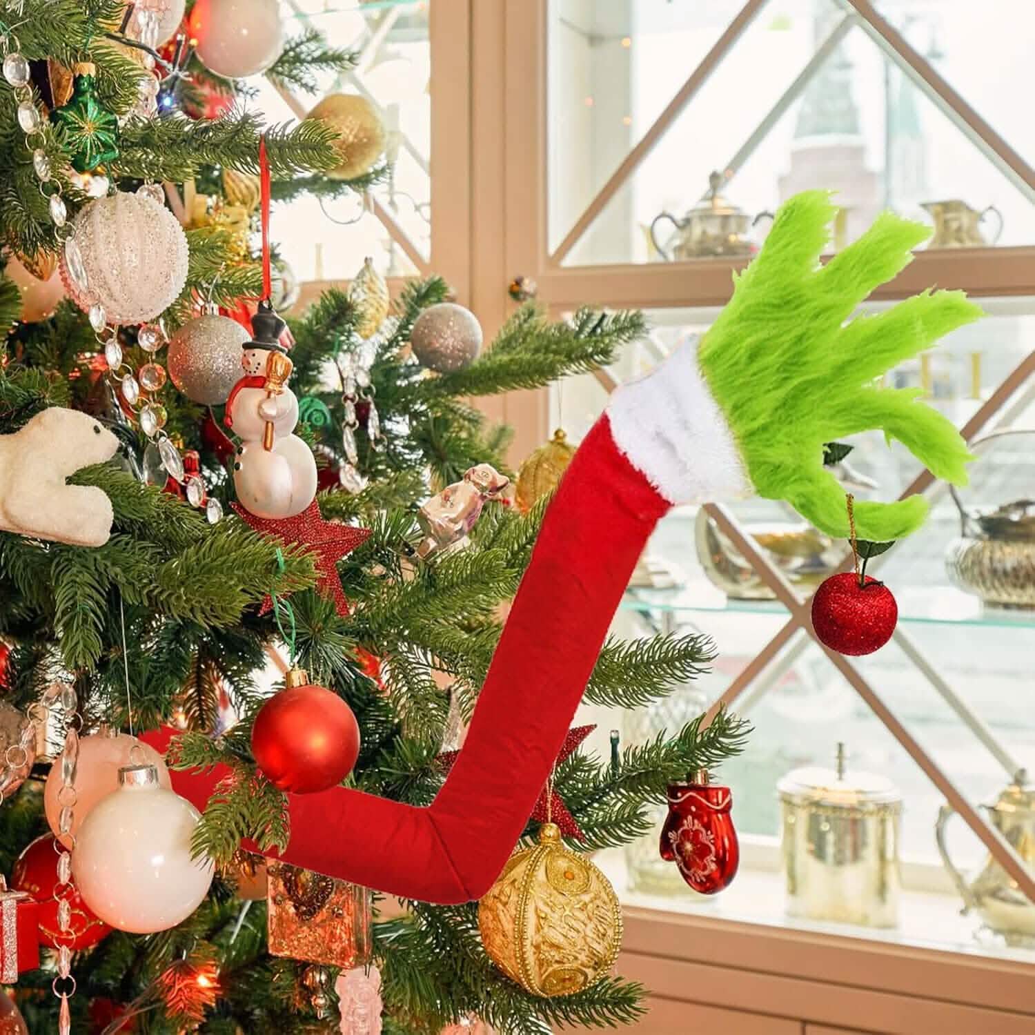 Furry Green Monster Elf Arms Hand for Christmas Tree Ornaments Holiday Decor & Apparel - DailySale