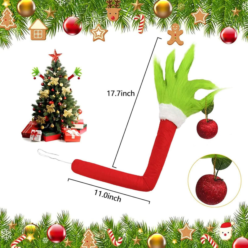 Furry Green Monster Elf Arms Hand for Christmas Tree Ornaments Holiday Decor & Apparel - DailySale