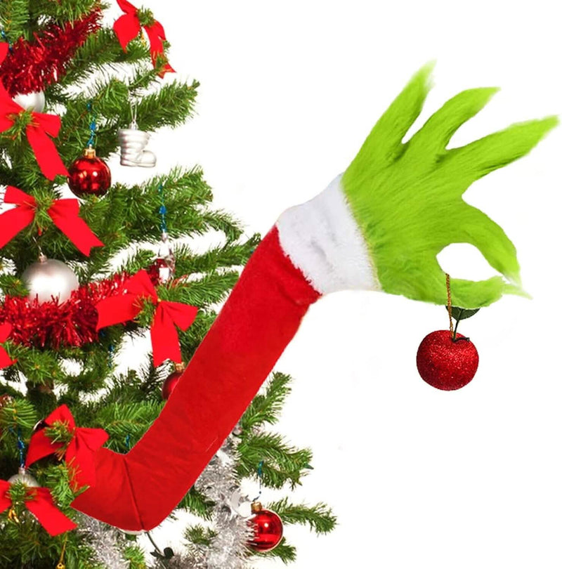 Furry Green Monster Elf Arms Hand for Christmas Tree Ornaments Holiday Decor & Apparel - DailySale