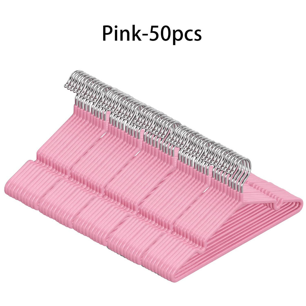 50 pink non-slip coated metal clothes hangers