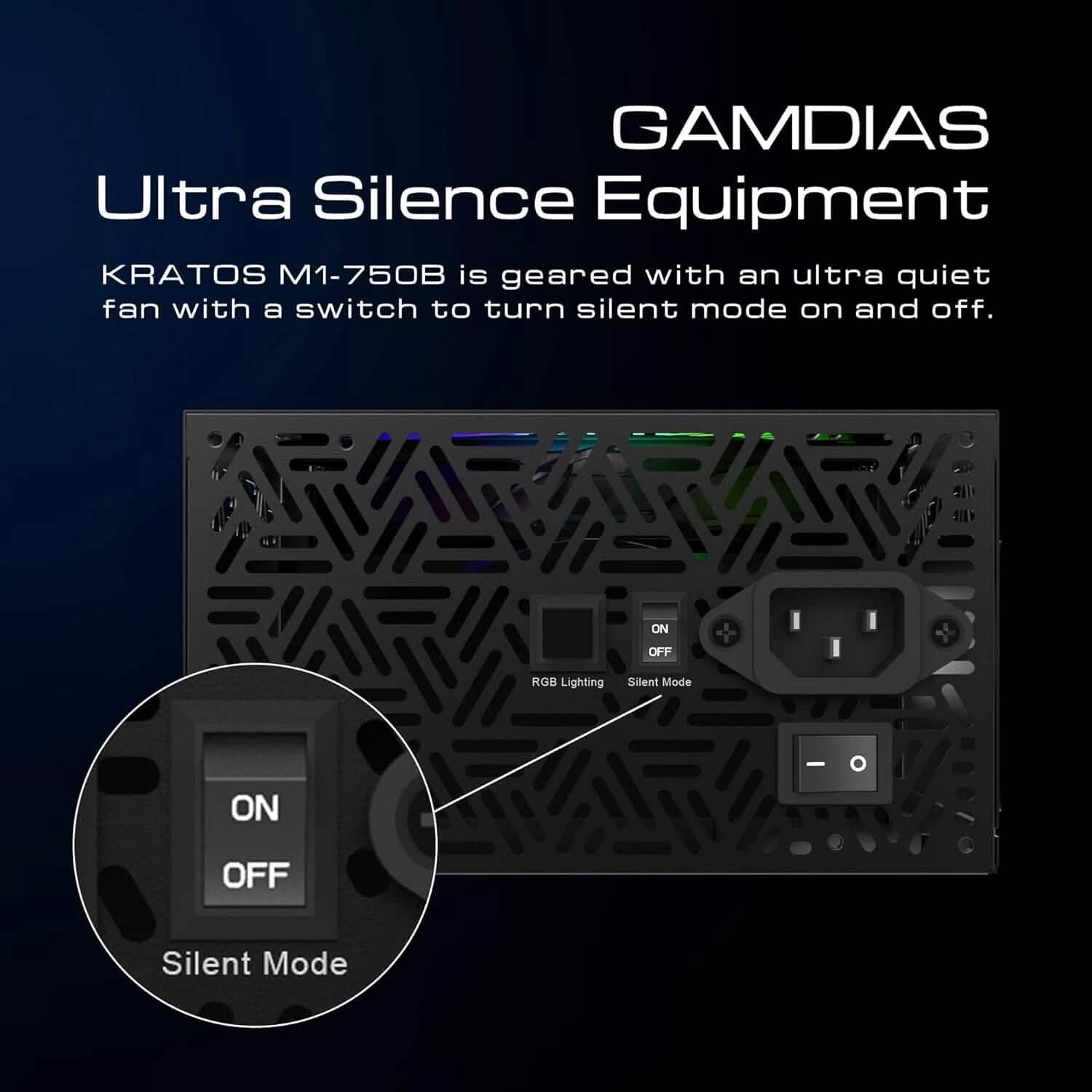 GAMDIAS RGB Gaming PC Power Supply 750W 750 Watt PSU Kratos M1-750B Computer Accessories - DailySale