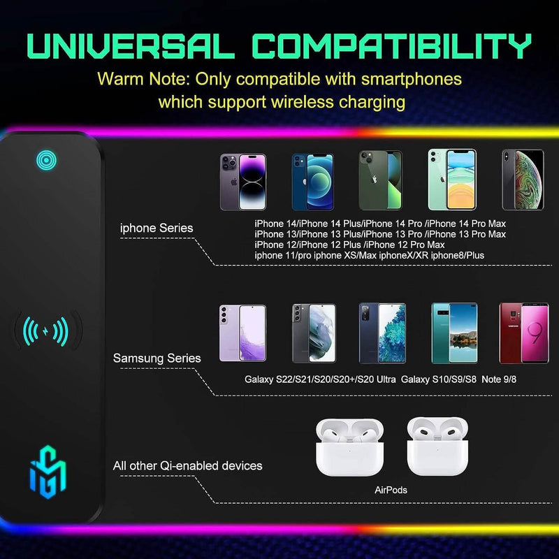 GIM Wireless Charging RGB Gaming Mouse Pad 10W Computer Accessories - DailySale