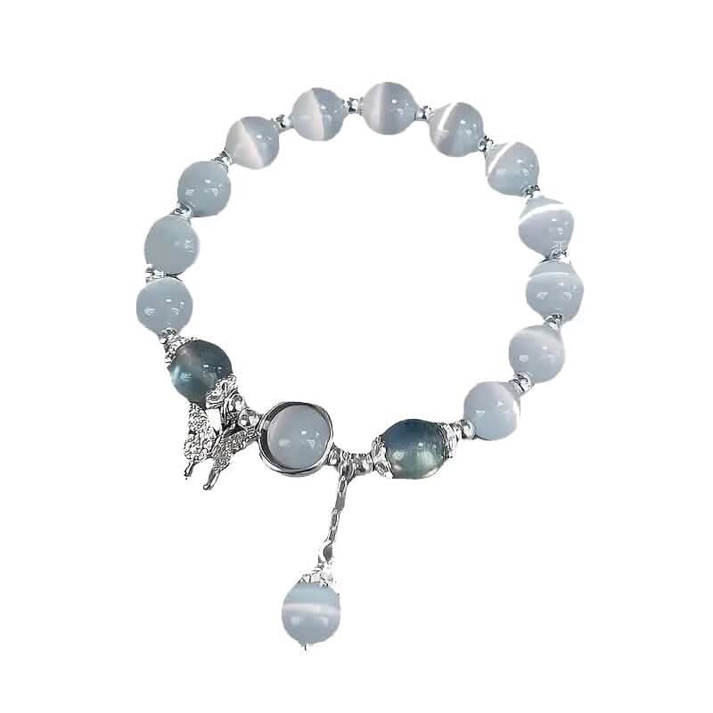 Glass Cat Eye Stone Beaded Bracelet with Butterfly Charm Bracelets - DailySale