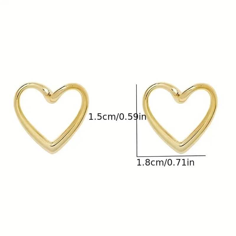 Glossy Hollow Heart Design Stud Earrings Earrings - DailySale