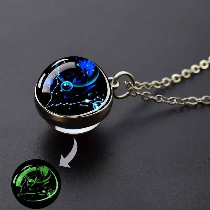 Glow-in-the-Dark Zodiac Pendant Necklace Necklaces Pisces - DailySale