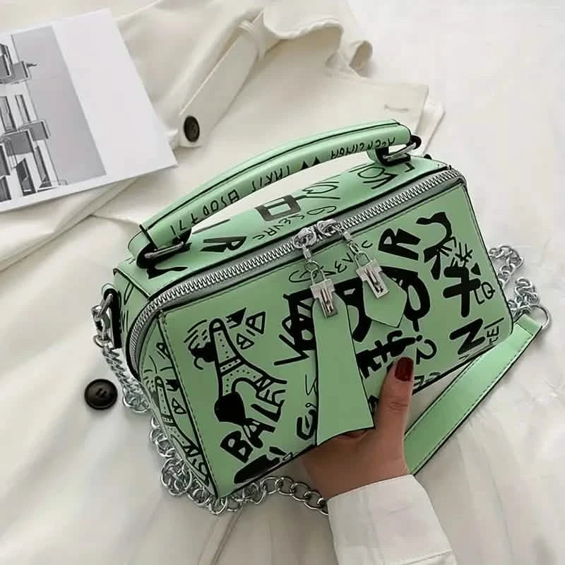Graffiti Trendy Chain Crossbody Bag for Women Bags & Travel - DailySale