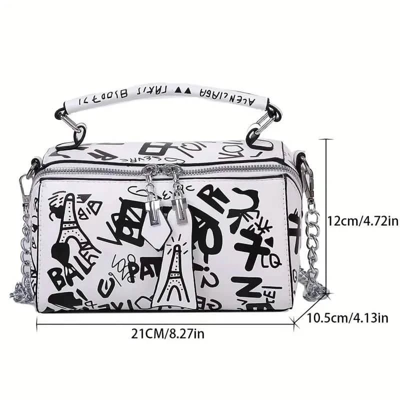 Graffiti Trendy Chain Crossbody Bag for Women Bags & Travel - DailySale