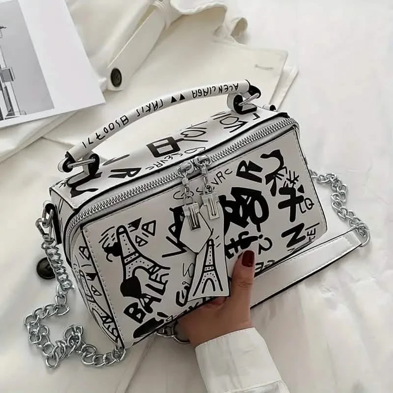 Graffiti Trendy Chain Crossbody Bag for Women Bags & Travel - DailySale