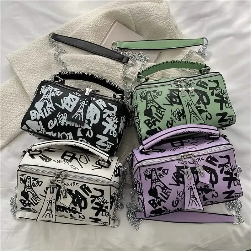 Graffiti Trendy Chain Crossbody Bag for Women Bags & Travel - DailySale