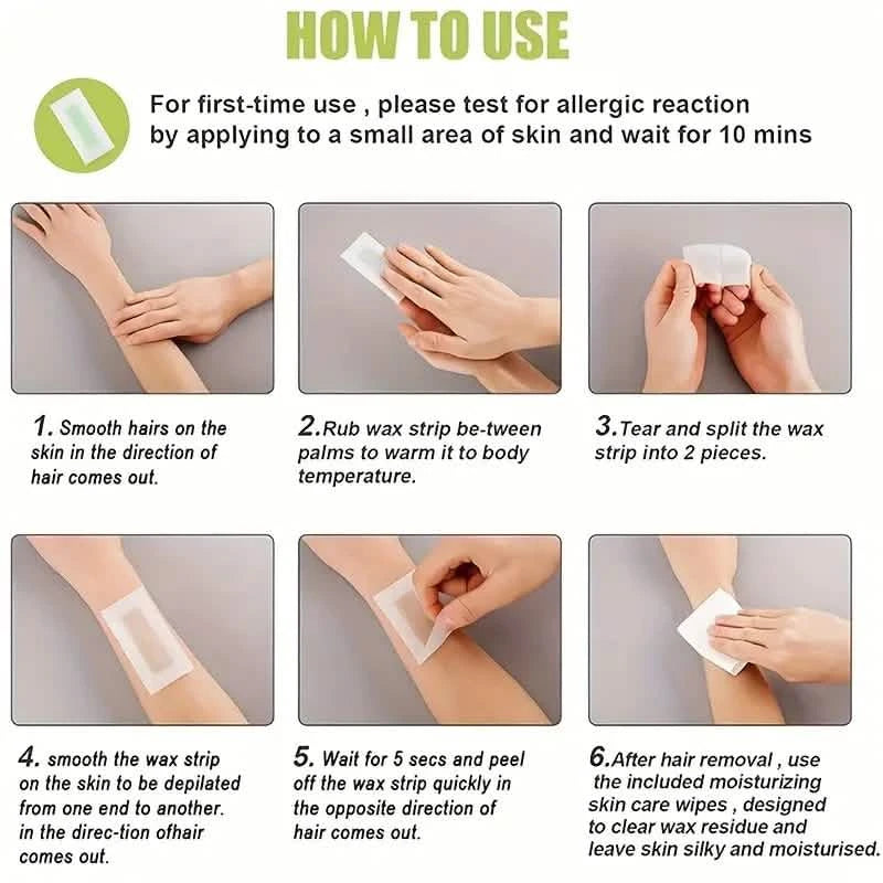 Green Aloe Vera Hair Removal Wax Strips Beauty & Personal Care - DailySale