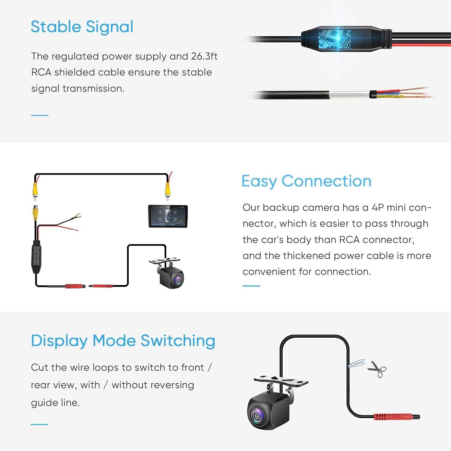 HD Backup Camera, Metal Housing 170 Degree Wide View Angle License Plate Rear View Camera Automotive - DailySale