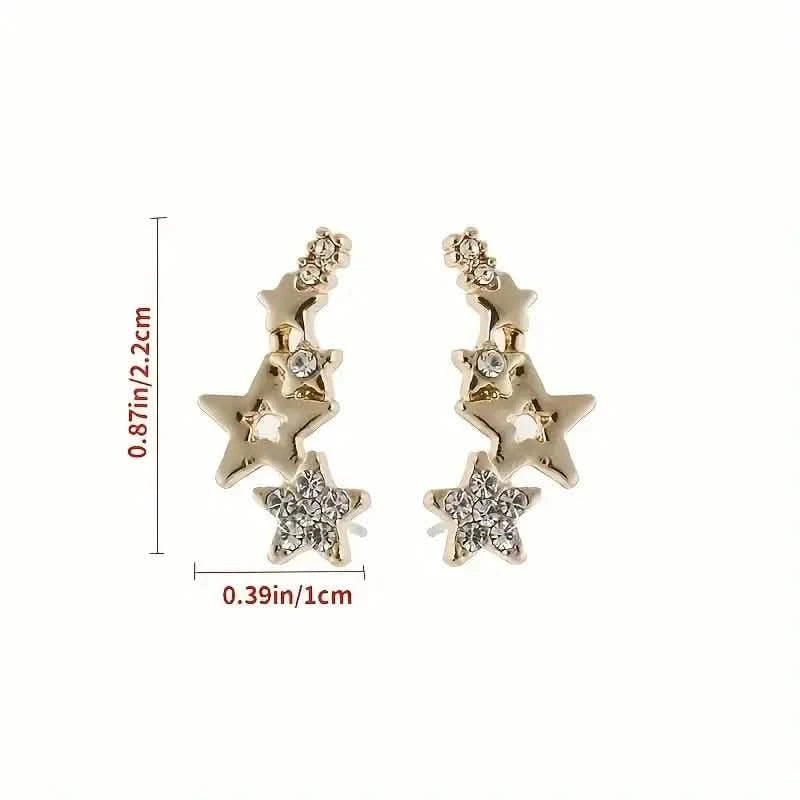 Hollow Star Earrings Zinc Alloy with Rhinestone Accents Earrings - DailySale