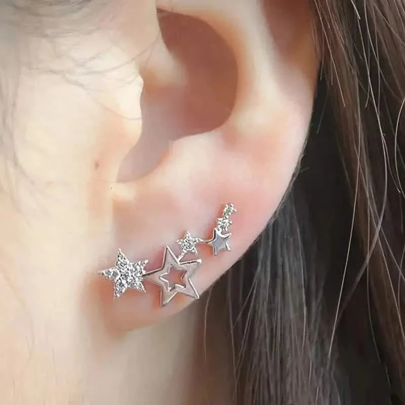 Hollow Star Earrings Zinc Alloy with Rhinestone Accents Earrings - DailySale