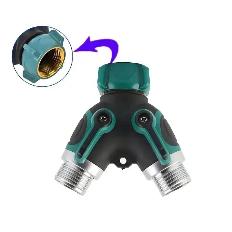 Hose Splitter 2 Way 3/4" Faucet Y Connector with Shut-off Valve Garden & Patio - DailySale