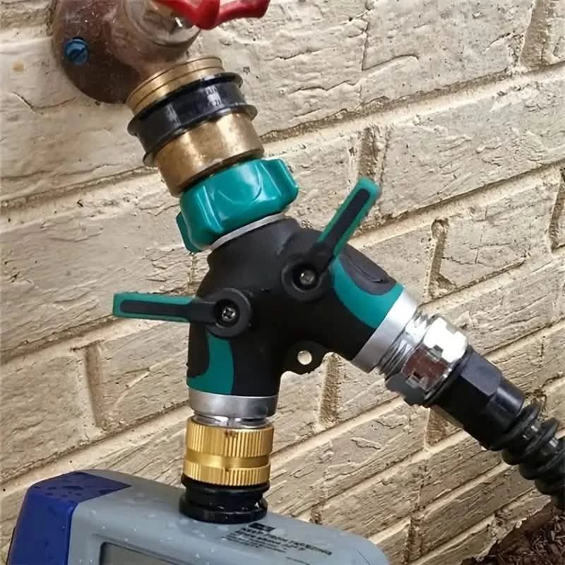 Hose Splitter 2 Way 3/4" Faucet Y Connector with Shut-off Valve Garden & Patio - DailySale