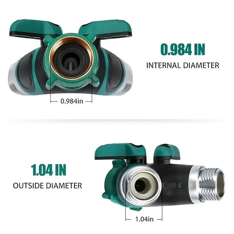 Hose Splitter 2 Way 3/4" Faucet Y Connector with Shut-off Valve Garden & Patio - DailySale