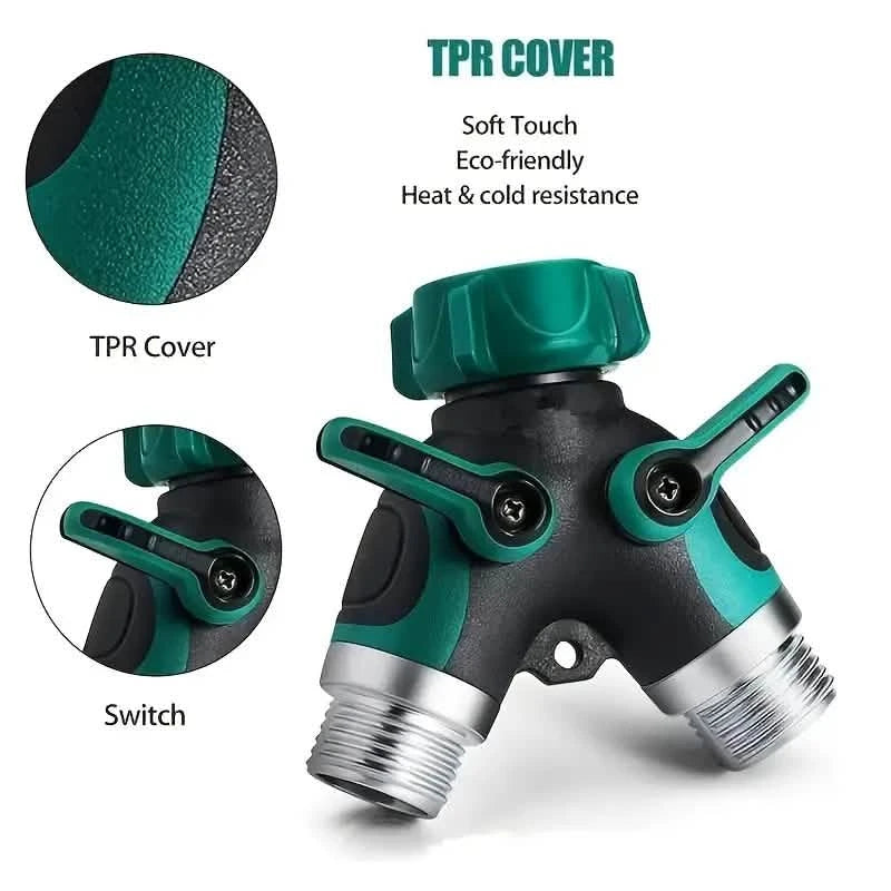 Hose Splitter 2 Way 3/4" Faucet Y Connector with Shut-off Valve Garden & Patio - DailySale