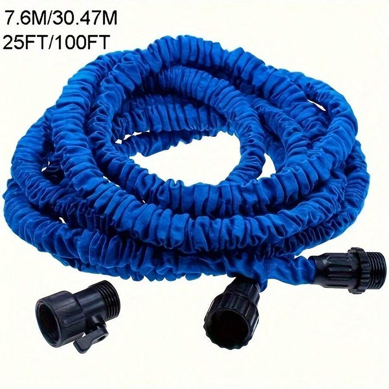 The hose shown at its contracted and fully expanded lengths