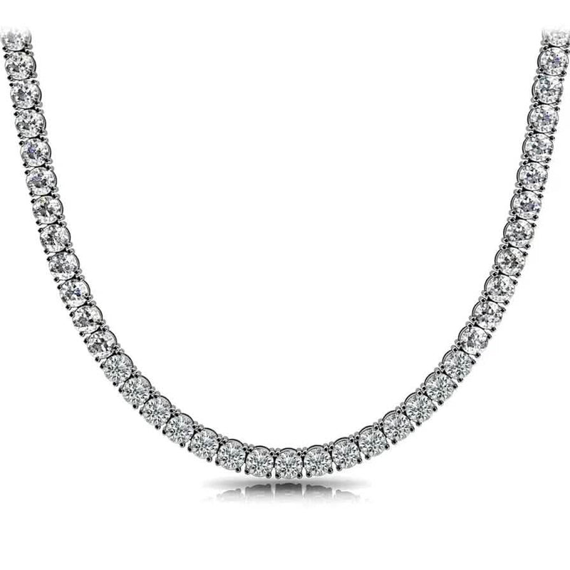 Huge 23 Ct TW Round Cut Natural Diamond Tennis Necklace 14K White Gold 18" Necklaces - DailySale
