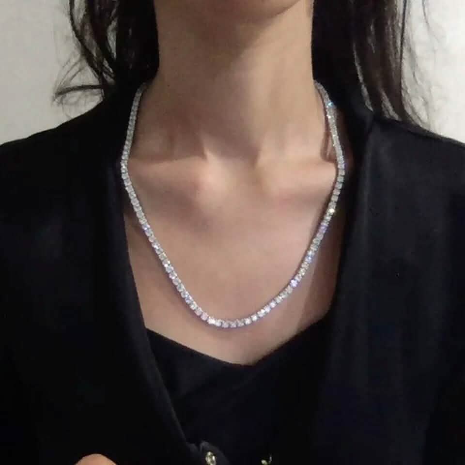 Huge 23 Ct TW Round Cut Natural Diamond Tennis Necklace 14K White Gold 18" Necklaces - DailySale