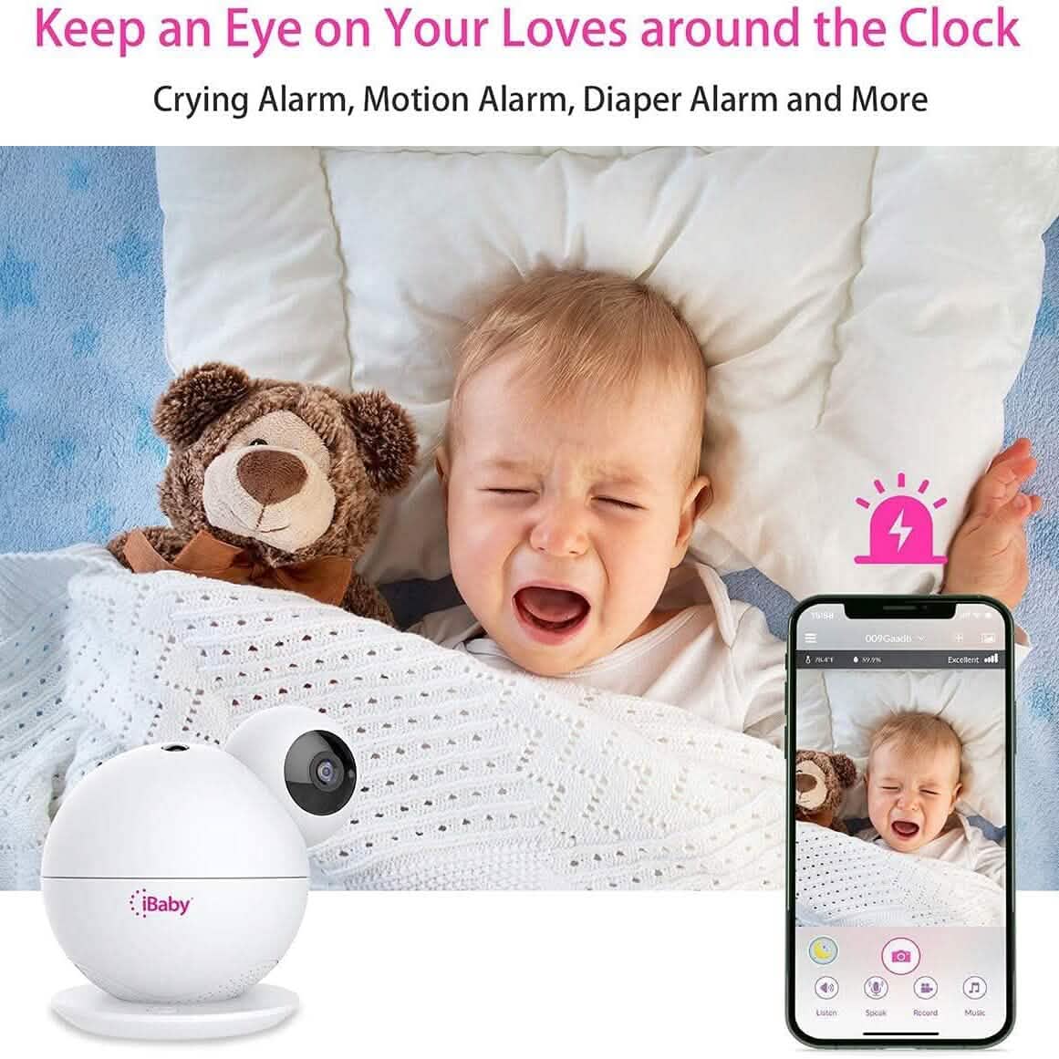 iBaby M8 2K Smart Baby Monitor, 355° Pan 110° Tilt and 2-Way Talk Smart Home & Security - DailySale