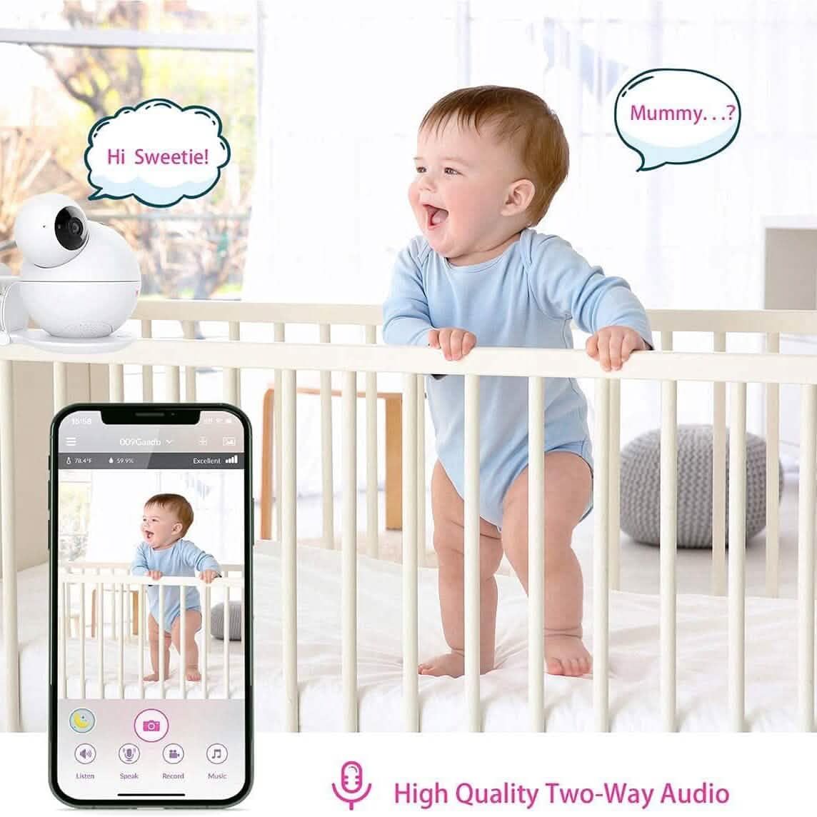 iBaby M8 2K Smart Baby Monitor, 355° Pan 110° Tilt and 2-Way Talk Smart Home & Security - DailySale