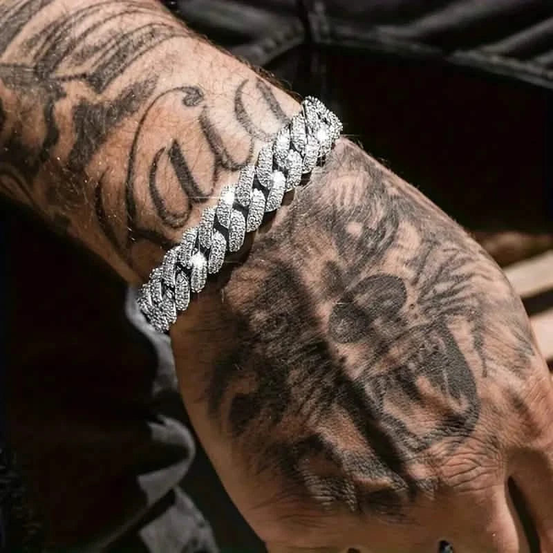 Iced Out Hip Hop Zircon Cuban Chain Bracelet for Men Bracelets - DailySale