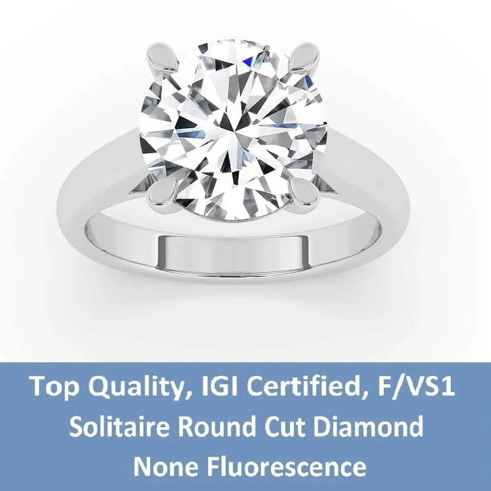 IGI, F/VS1, 5CT Solitaire Lab-Grown Round Diamond Engagement Ring 18K White Gold Rings - DailySale