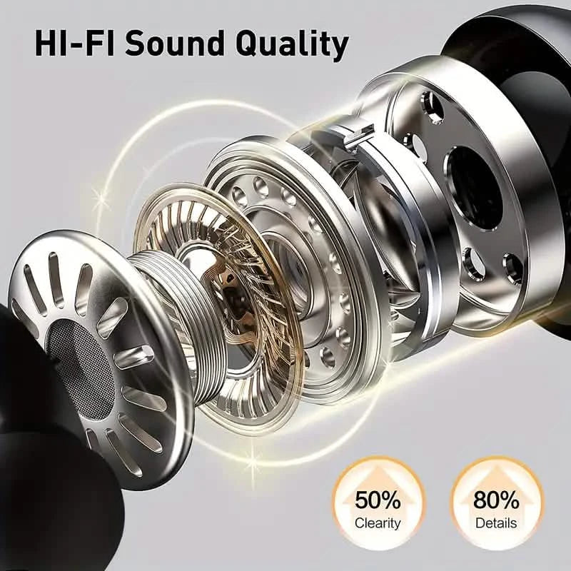 In-Ear Headphones With Noise Cancelling Mic, Sport Earhook & LED Display Headphones - DailySale