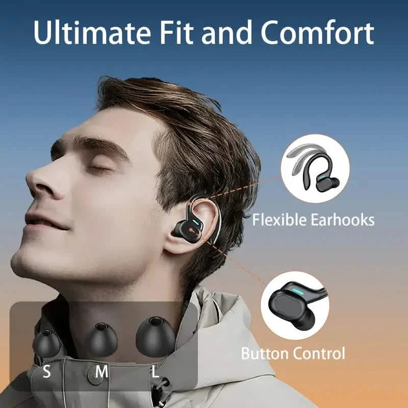 In-Ear Headphones With Noise Cancelling Mic, Sport Earhook & LED Display Headphones - DailySale