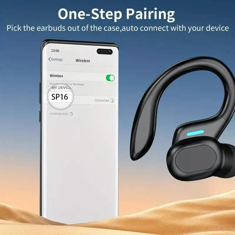 In-Ear Headphones With Noise Cancelling Mic, Sport Earhook & LED Display Headphones - DailySale