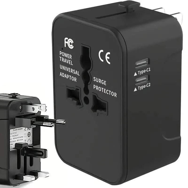 International Portable Worldwide All-in-One Plug Travel Adapter Converter for USA EU UK AUS Batteries & Power Accessories Black - DailySale